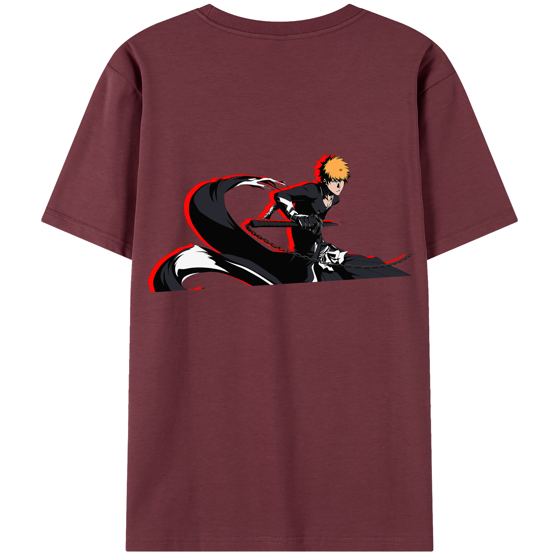 （画像用） ブリーチ 黒崎一護（くろさき いちご）BLEACH Kurosaki Ichigo 綿100％半袖Tシャツ（背面プリント）